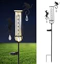 33in Solar Dog Cat Rain Gauge Metal Garden Stake Black Yorkie Decor
