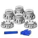 33mm Axle Cover Chrome Dome Combo Kit Thread-On Lug Nut Covers with 2 Front and 4 Rear Axle Wheel Covers Removable Hub Caps for Semi Truck (Installation Tool Included)