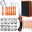34 Pcs Halloween Pumpkin Carving Kit with Knife & Stainless Tool & Stencils