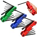 34-Piece Large Folding Hex Key Set, SAE Hex (3/32"-1/2"), Metric Hex (1.5-12mm) &amp; Torx (T9–T55), 3-in-1 Heavy Duty Allen Key Set for Archery, Bike Repair, Furniture &amp; Home Maintenance