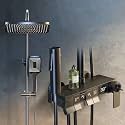 "ZeeCry Rainfall Modular Shower Panel - Luxury Shower Set in Grey, Wall Mount Easy Connect, 3-in-1 with Wall Mixer and Single Lever - Black Finish"