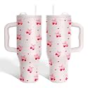34HD Cherry Bow Tumbler 40oz with Handle and Hidden Straw, Gifts for Woman