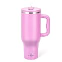 34HD Pink 40oz Insulated Tumbler with Handle and Reusable Hidden Straw