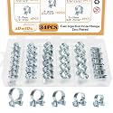 34PCS 8-18mm 5 Sizes Fuel Injection Line Hose Clamps Assortment Kit, 1/4" 5/16" 3/8" Fuel Line Hose Clamp for Automotive Diesel Petrol Pipe DD025
