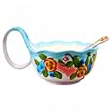 35.27 Oz Microwavable Soup Bowl with Handle, Handmade Relief Butterfly Flowers Decorative Soup Bowls with Handles, Ceramic Soup Bowl with Spoon for Holding Fruits Cereal Snack, Chili, Ice Cream, Stew