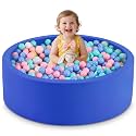 35.4" x 11.8" Foam Ball Pit for Toddlers, Baby Round Balls Pool for Babies 1-3, Kids Play Ball Pits for Boys and Girls, Balls Not Included, Blue