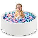 35.4" x 11.8" Foam Ball Pit for Toddlers, Baby Round Balls Pool for Babies 1-3, Kids Play Ball Pits for Boys and Girls, Balls Not Included, White