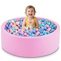35.4" x 11.8" Foam Ball Pit for Toddlers, Baby Round Balls Pool for Babies 1-3, Kids Play Ball Pits for Boys and Girls, Balls Not Included, Pink