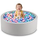 35.4" x 11.8" Foam Ball Pit for Toddlers, Baby Round Balls Pool for Babies 1-3, Kids Play Ball Pits for Boys and Girls, Balls Not Included, Grey