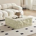 35.43''Square Coffee Table, Faux Rock Drum Coffee Table, Fiberglass Tea Table for Living Room Accent Central Table No Need Assembly