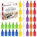 35 Pcs Cable Labels, Multi-Color Write On Cord Wire Tags, Reusable Plastic Labels with Hook &amp; Loop Backing for Cable Management and Identification