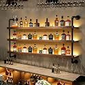 35In Wall Mounted Wine Rack 3-Tier Industrial Pipe with LED Light