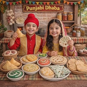 35pcs punjabi kitchen play food set for kids  punjabi gifts i soft fabric indian kitchen toy collection  traditional punjabi dishes role play set  punjabi toys for kids