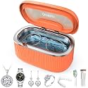 35W Ultrasonic Jewelry Cleaner, 45KHz Retainer Cleaner for Jewelry, 5 Timer & 3 Power Modes, Eyeglasses, Rings, Watch Strap, Dentures - 20oz, 304 Stainless Steel Tank, Quiet <38dB (Orange)