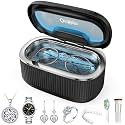 35W Ultrasonic Jewelry Cleaner, 45KHz Retainer Cleaner for Jewelry, 5 Timer & 3 Power Modes, Eyeglasses, Rings, Watch Strap, Dentures - 20oz, 304 Stainless Steel Tank, Quiet <38dB (Black)