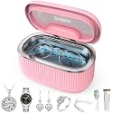 35W Ultrasonic Jewelry Cleaner, 45KHz Retainer Cleaner for Jewelry, 5 Timer &amp; 3 Power Modes, Eyeglasses, Rings, Watch Strap, Dentures - 20oz, 304 Stainless Steel Tank, Quiet <38dB (Pink)