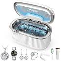 35W Ultrasonic Jewelry Cleaner, 45KHz Retainer Cleaner for Jewelry, 5 Timer &amp; 3 Power Modes, Eyeglasses, Rings, Watch Strap, Dentures - 20oz, 304 Stainless Steel Tank, Quiet <38dB (White)