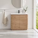36" Bathroom Vanity with Ceramic Sink, Freestanding Bathroom Vanity with 2-Soft-Close Door, Soft-Closing Hinges &amp; Hidden Handles for Home, Farmhouse, Easy to Clean Design, Imitative Oak