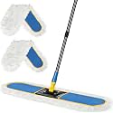 36" Commercial Dust Mop for Floor Cleaning with 2 Cotton Mop Pads, Heavy Duty Industrial Large Floor Duster,Wet Dry Mops for Hardwood Floors,Concrete,Marble, Laminate,Tile,Garage,Blue