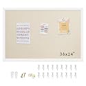36"x24" White Framed Natural Wood Tone Bulletin Board, Pin Board