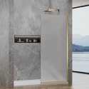 36"x76" Fixed Shower Door,5/16" Pattern Glass Shower Panel,Brushed Gold