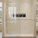 36"x76" Fixed Shower Door,3/8" Safety Glass Shower Panel, Bright Chrome