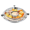 36 Cm Rotary Hot Pot, Chinese-Style Rotary Lifting Hot Pot Removable Stainless Steel Hot Pot with 3 Handles for 8-12 People Compatible Gas Stoves, Induction Cookers, Ceramic Stoves