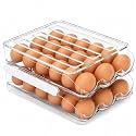 36 Egg Dispenser For Refrigerator, Automatic Egg Holder For Fridge, Egg Organizer Tray For Refrigerator, BPA-Free Clear
