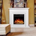 36” Electric Fireplace Mantel Freestanding Electric Fireplace, Remote Control, Adjustable Led Flame, 750W/1500W White