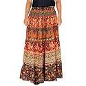 Rajvila 36 Inch Length Women's Cotton Printed Regular Long Elasti Skirt for Women (E_E36NT_0006)