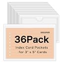 36 Pack 3" x 5" Adhesive Index Card Holders Clear PVC Label Holders