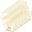 36 Pack Acrylic Sign Holder Gold Frame Table Numbers Slanted Back Menu Display Stand Clear Flyer Document Photo Display Holders Plastic Table Signs for Wedding Office(Horizontal Style,4 x 6 Inch)