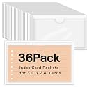 36 Pack Adhesive Index Card Pockets, Clear Top-Load Holders, 2.4 x 3.9 in