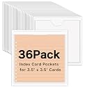 36 Pack Adhesive Index Card Pockets, 3.5" x 3.5", Clear, Top Open