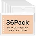 36 Pack Adhesive Index Card Pockets 5 x 7, Clear Top-Loading Holders