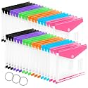 36 Pack Binder Folders with Pockets 11 Holes Expandable Dividers for 2/3/4 Ring Document Pouch with Label Loose-Leaf Transparent Binder Organizer for School Home Office
