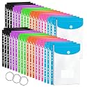 36 Pack Binder Folders with Pockets 11 Holes Expandable Dividers for 2/3/4 Ring Document Pouch with Label Loose-Leaf Transparent Binder Organizer for School Home Office