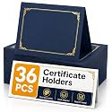 36 Packs Certificate Covers, 250gsm Navy Blue Diploma Holders with Gold Foil Border, Suitable for Inner Pages with a Size of 8.5x11 Award Certificates,Document Papers, Paper Card Stock