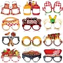 36 Pcs BBQ Party Decorations Eyeglasses Barbecue Themed Paper Glasses Decor Baby Q Photo Booth Props Frame for Summer Picnic Camping BBQ Baby Shower Birthday Party Decor Gift