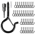 36 Pcs Ceiling Q Hanger Hooks for Hanging Plants 2.2 inches Black