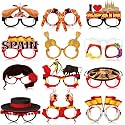 36 Pcs Spain Party Decorations Spanish Theme Eyeglasses Spain Paper Glasses Frame Photo Booth Props Spanish Party Favors for Fiesta España Birthday Baby Shower Supplies