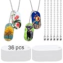 36 pcs Sublimation Dog Tags Blanks,Sublimation Necklace Blank Metal Sublimation Tag Pendants Double Sided Blank Sublimation Tags,Dog tag Chain Dog tag Sublimation Blank Metal