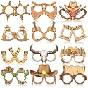 36 Pcs Western Cowboy Party Decorations Wild West Paper Eyeglasses