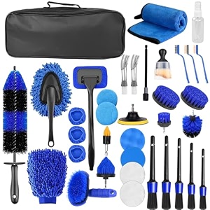 36 piece car cleaning kit car cleaning brush kit for interior and exterior car details car brush wast set car cleaning kit for ventilation slots wheels surfaces