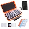 36-Slot SD Card Holder with Clear Cases, Orange Camera Organizer