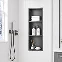 36 x 12 Inch Stainless Steel Shower Niche, No Tile Needed Wall Niche with 3- Tier Shelves, Recessed Wall Niche Insert for Bathroom Shower Kitchen Storage, Gun Gray