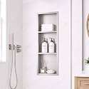 36 x 12 Inch Stainless Steel Shower Niche, 3-Tier Brushed Nickel
