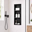 36 x 12 Inch Stainless Steel Shower Niche, 3-Tier Matte Black