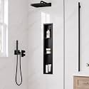 36 x 6 Inch Stainless Steel Shower Niche, No Tile Needed Wall Niche with 3- Tier Shelves, Recessed Wall Niche Insert for Bathroom Shower Kitchen Storage, Matte Black