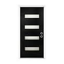 36 x 80 Fiberglass Entry Door with Brickmould and Frosted Glass, Contemporary Front Door Left Hand Inswing Black Color with 4-9/16 White Vinyl Frame